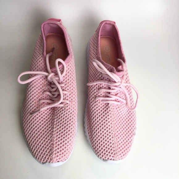 Pink Mesh Detail Lace Up Sneakers - Picture 6 of 6